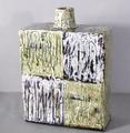 Press moulded square bottle vase by Ray Toms